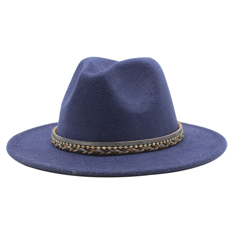 Wish  Designed Minority Style Men And Women Couple Big Along Jazz Hat Wool Top Hat display picture 1