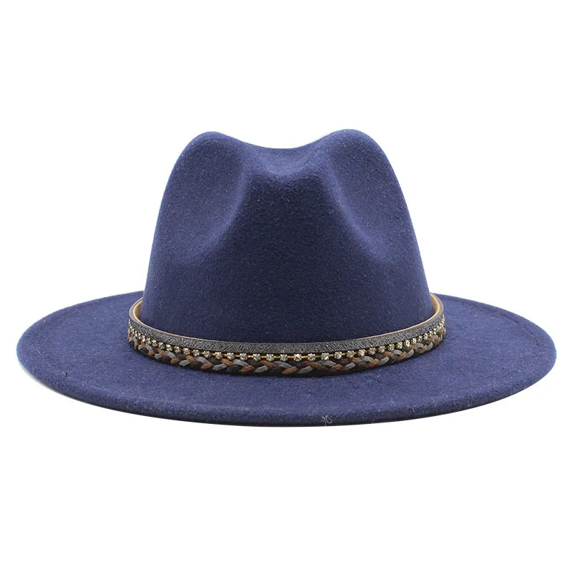 Wish  Designed Minority Style Men And Women Couple Big Along Jazz Hat Wool Top Hat display picture 2