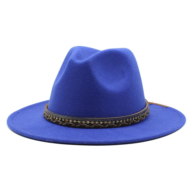 Wish  Designed Minority Style Men And Women Couple Big Along Jazz Hat Wool Top Hat display picture 3