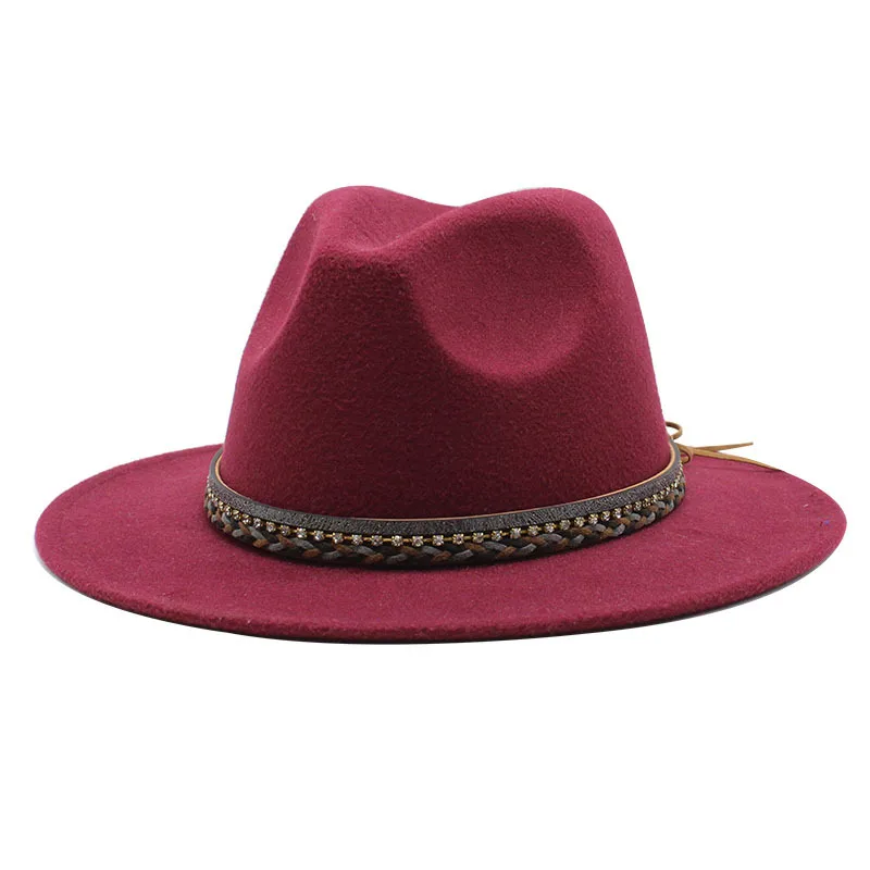 Wish  Designed Minority Style Men And Women Couple Big Along Jazz Hat Wool Top Hat display picture 4