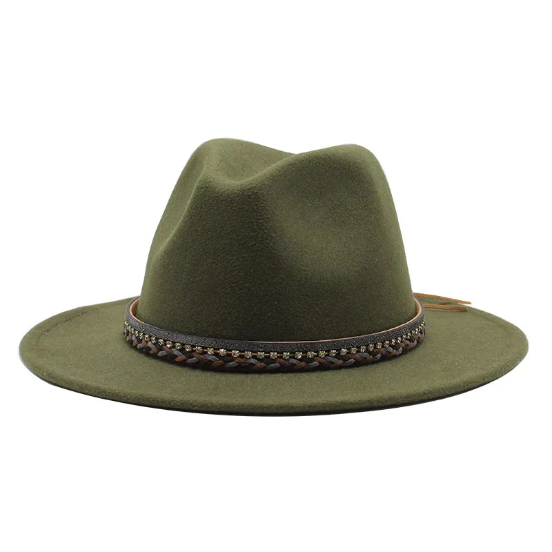 Wish  Designed Minority Style Men And Women Couple Big Along Jazz Hat Wool Top Hat display picture 5