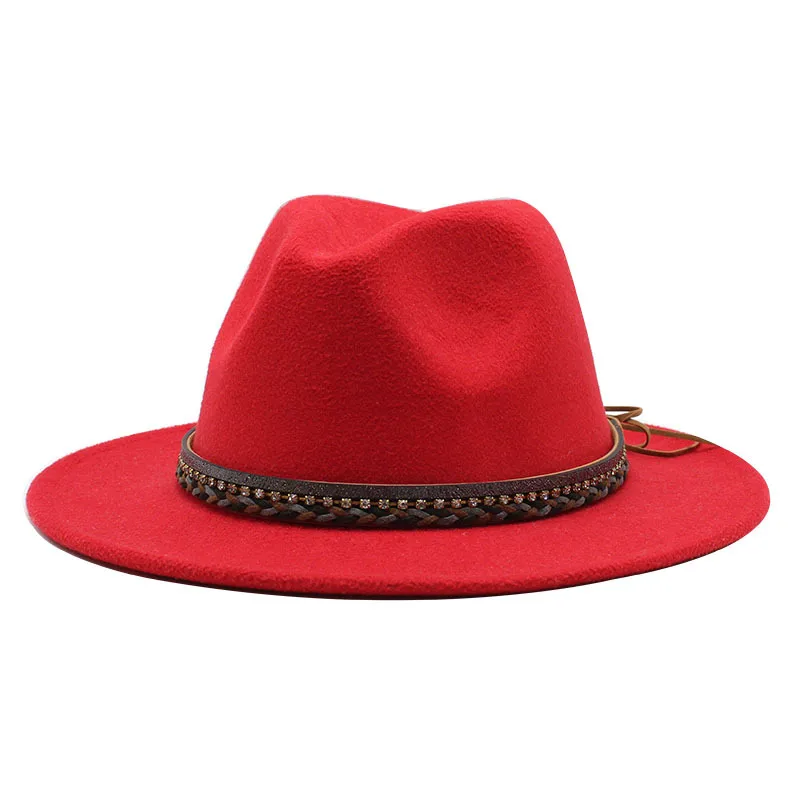 Wish  Designed Minority Style Men And Women Couple Big Along Jazz Hat Wool Top Hat display picture 6