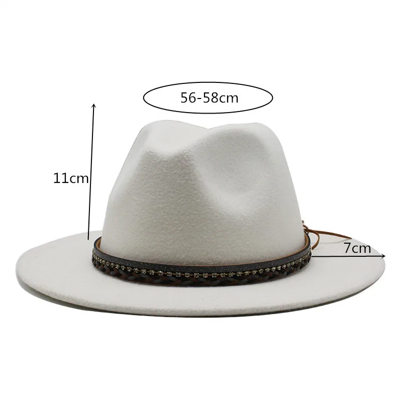 Wish  Designed Minority Style Men And Women Couple Big Along Jazz Hat Wool Top Hat display picture 7