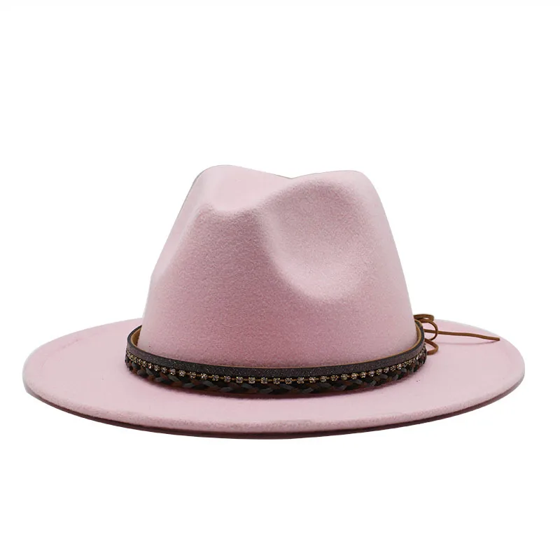 Wish  Designed Minority Style Men And Women Couple Big Along Jazz Hat Wool Top Hat display picture 8