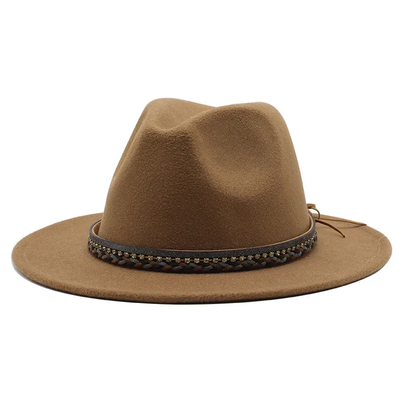 Wish  Designed Minority Style Men And Women Couple Big Along Jazz Hat Wool Top Hat display picture 9