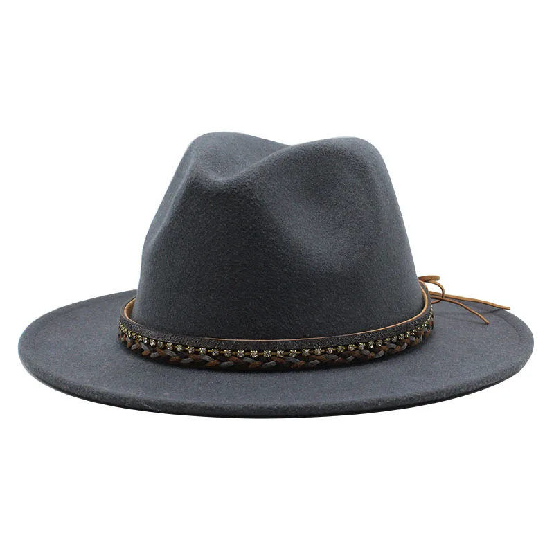 Wish  Designed Minority Style Men And Women Couple Big Along Jazz Hat Wool Top Hat display picture 10