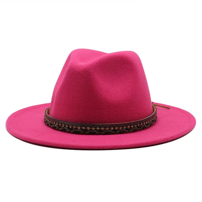 Wish  Designed Minority Style Men And Women Couple Big Along Jazz Hat Wool Top Hat display picture 11