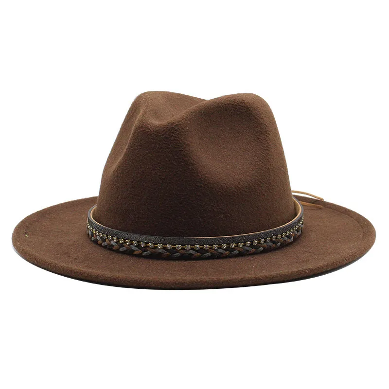 Wish  Designed Minority Style Men And Women Couple Big Along Jazz Hat Wool Top Hat display picture 12