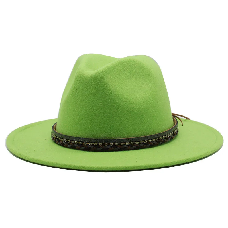 Wish  Designed Minority Style Men And Women Couple Big Along Jazz Hat Wool Top Hat display picture 13