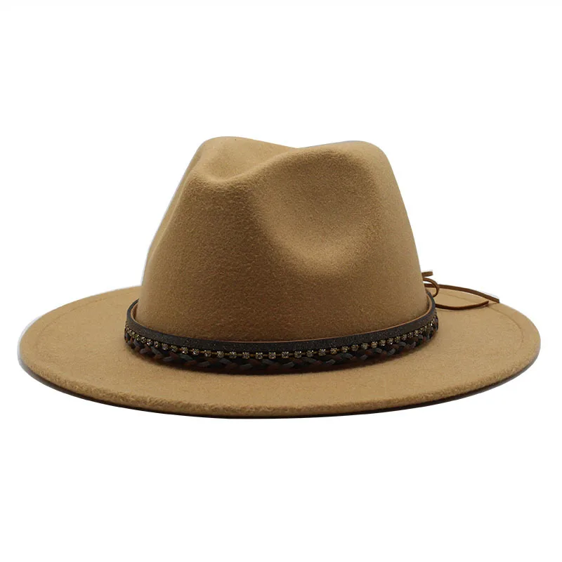 Wish  Designed Minority Style Men And Women Couple Big Along Jazz Hat Wool Top Hat display picture 17