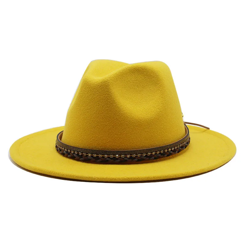 Wish  Designed Minority Style Men And Women Couple Big Along Jazz Hat Wool Top Hat display picture 18