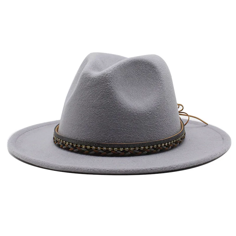 Wish  Designed Minority Style Men And Women Couple Big Along Jazz Hat Wool Top Hat display picture 19