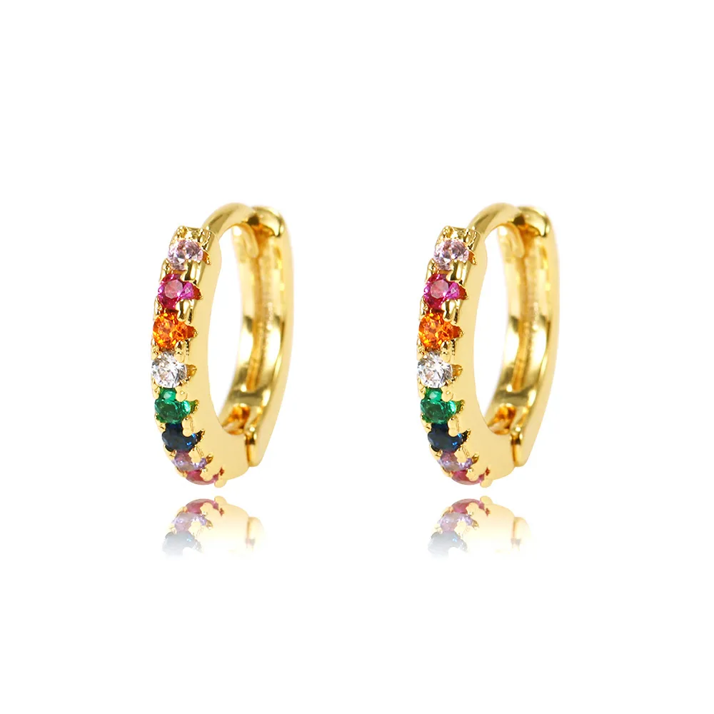 Foxi Cross-Border Sold Jewelry Mexican Circle Plated 18K Gold Earrings Inlaid Zircon Earrings Classic Simple Earrings display picture 11