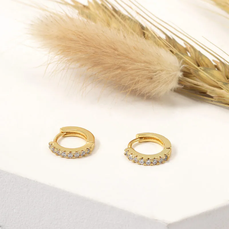 Foxi Cross-Border Sold Jewelry Mexican Circle Plated 18K Gold Earrings Inlaid Zircon Earrings Classic Simple Earrings display picture 2