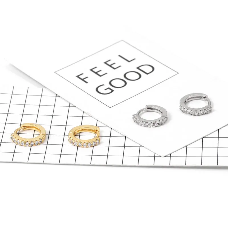 Foxi Cross-Border Sold Jewelry Mexican Circle Plated 18K Gold Earrings Inlaid Zircon Earrings Classic Simple Earrings display picture 3
