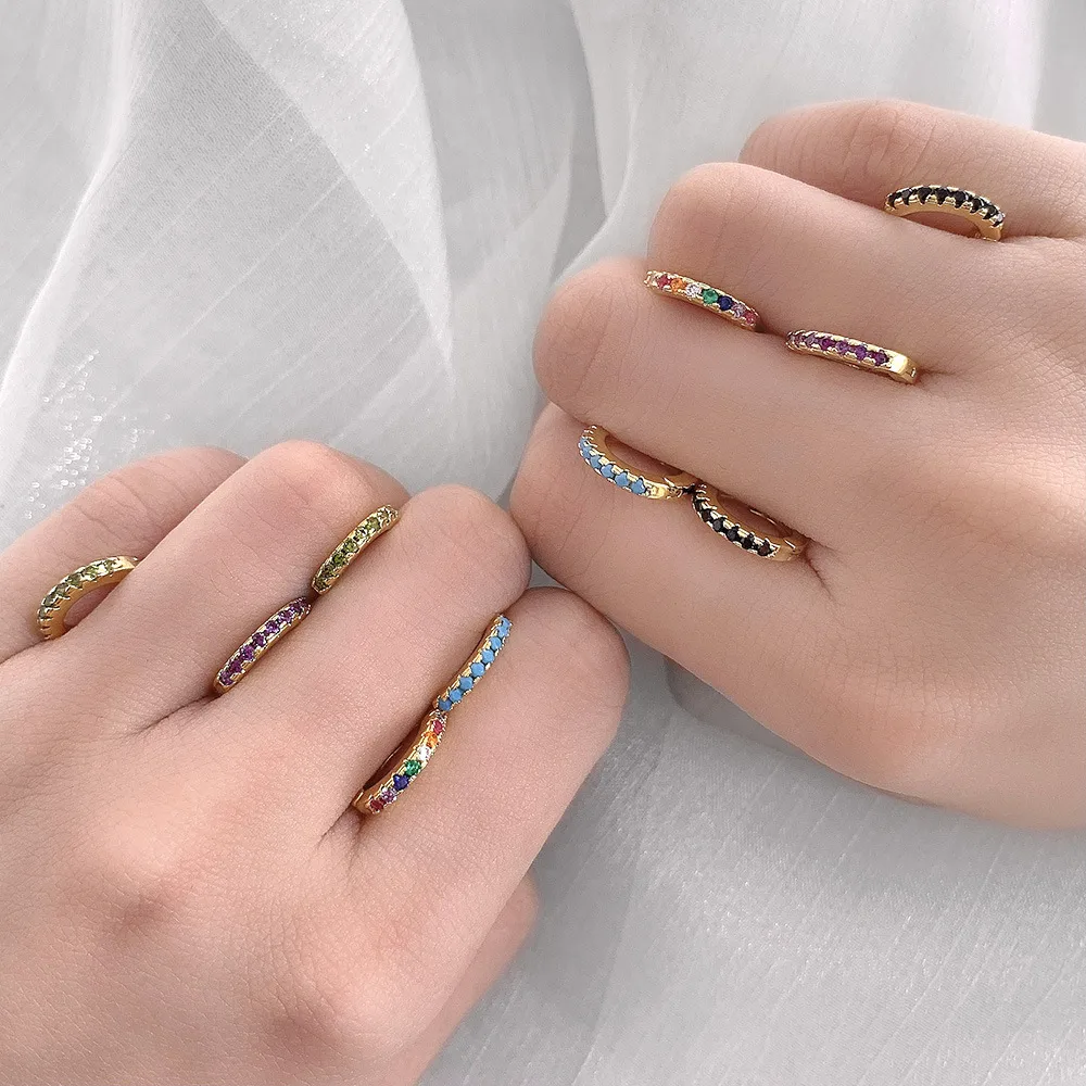 Foxi Cross-Border Sold Jewelry Mexican Circle Plated 18K Gold Earrings Inlaid Zircon Earrings Classic Simple Earrings display picture 6