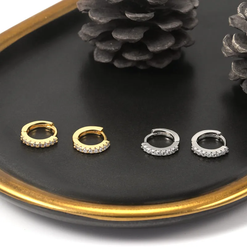 Foxi Cross-Border Sold Jewelry Mexican Circle Plated 18K Gold Earrings Inlaid Zircon Earrings Classic Simple Earrings display picture 4