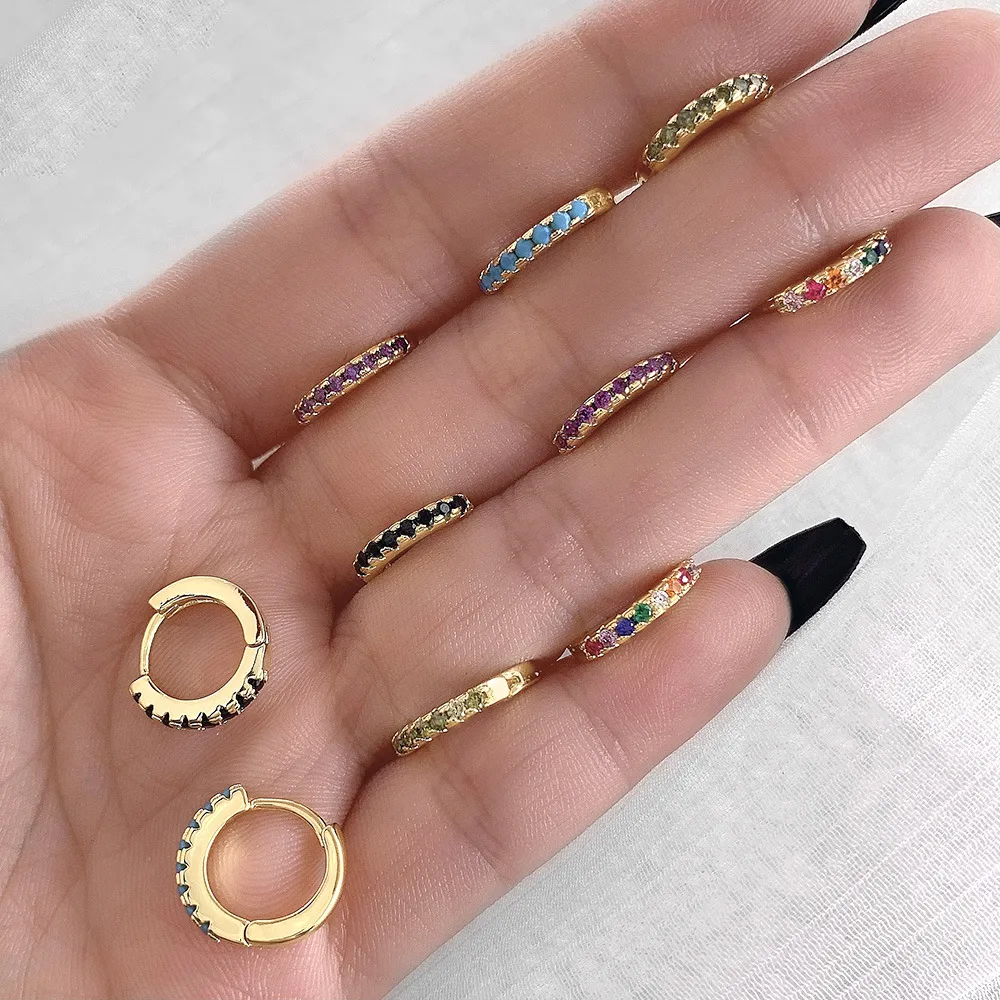 Foxi Cross-Border Sold Jewelry Mexican Circle Plated 18K Gold Earrings Inlaid Zircon Earrings Classic Simple Earrings display picture 7