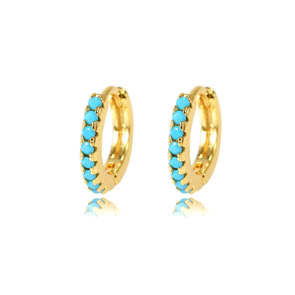 Foxi Cross-Border Sold Jewelry Mexican Circle Plated 18K Gold Earrings Inlaid Zircon Earrings Classic Simple Earrings display picture 10