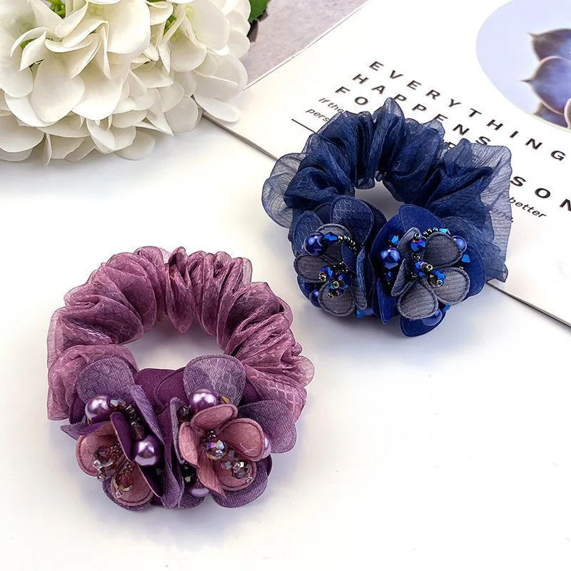 Clearance Middle-aged Mother's Hair Flower Head Rope 35 To 50 Years Old Tie Hair Tie Hair Ball Hair Coil High Elasticity display picture 1