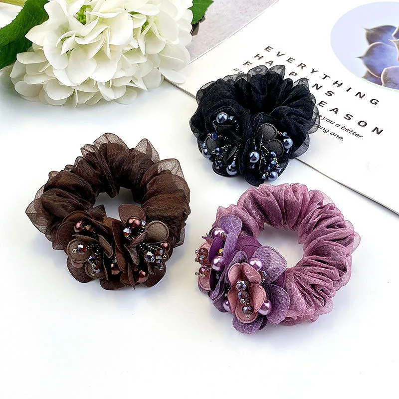 Clearance Middle-aged Mother's Hair Flower Head Rope 35 To 50 Years Old Tie Hair Tie Hair Ball Hair Coil High Elasticity display picture 3