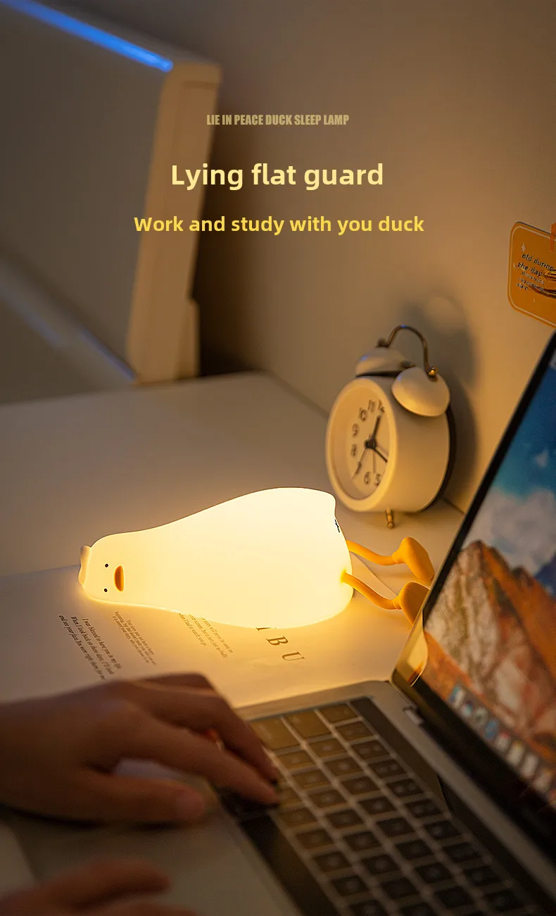 Explosions Lying Flat Duck Silicone Lamp Charging Pat Touch Duck Nightlight Children's Valentine's Day Birthday Gift display picture 5