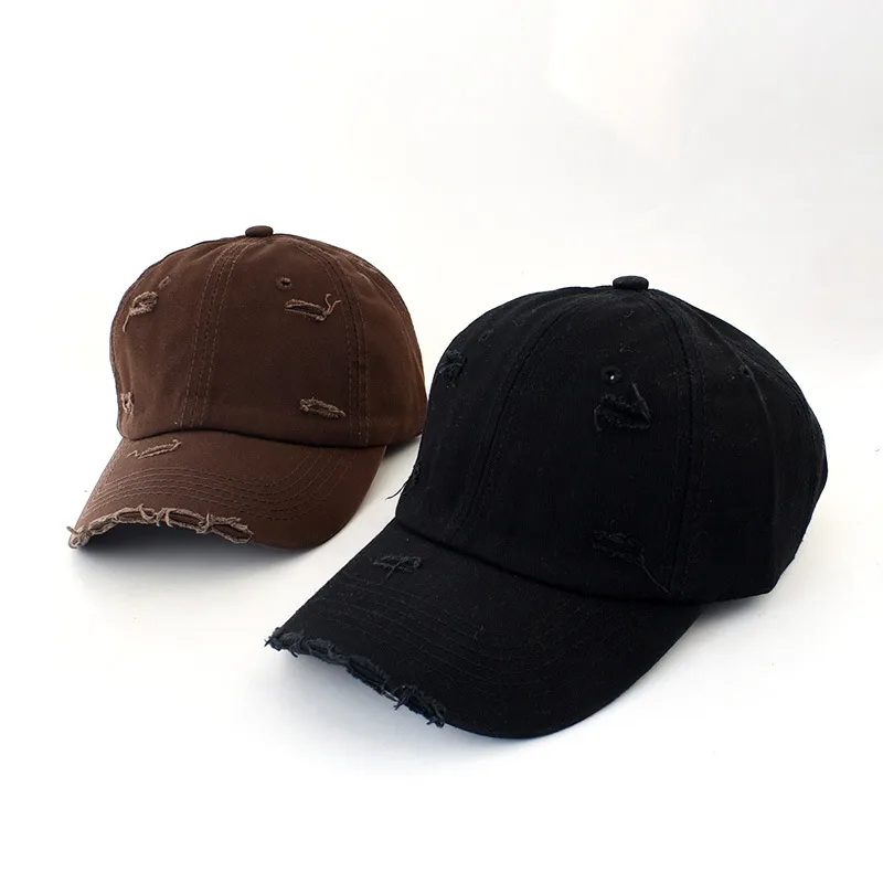 Retro Personalized Distressed Ripped Baseball Cap For Men  Trendy Spring Hip Hop  Soft Top Curved Brim Sun-proof Peaked Cap For Women display picture 1