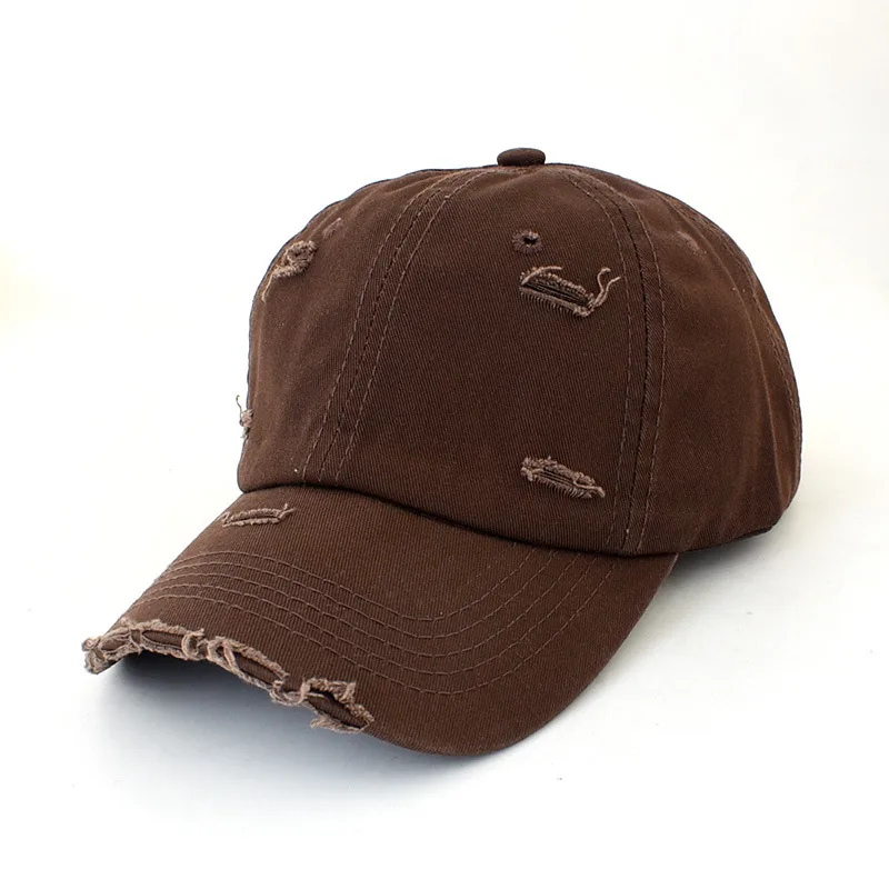 Retro Personalized Distressed Ripped Baseball Cap For Men  Trendy Spring Hip Hop  Soft Top Curved Brim Sun-proof Peaked Cap For Women display picture 6