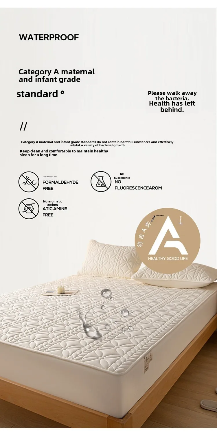 Class A Cotton Waterproof Bed Cover Single Mattress Protective Cover Summer Simmons Bedspread Diaphragm Pad Cotton Non-slip Bedspread- display picture 3