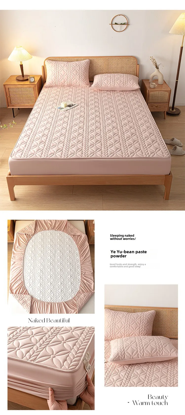 Class A Cotton Waterproof Bed Cover Single Mattress Protective Cover Summer Simmons Bedspread Diaphragm Pad Cotton Non-slip Bedspread- display picture 10