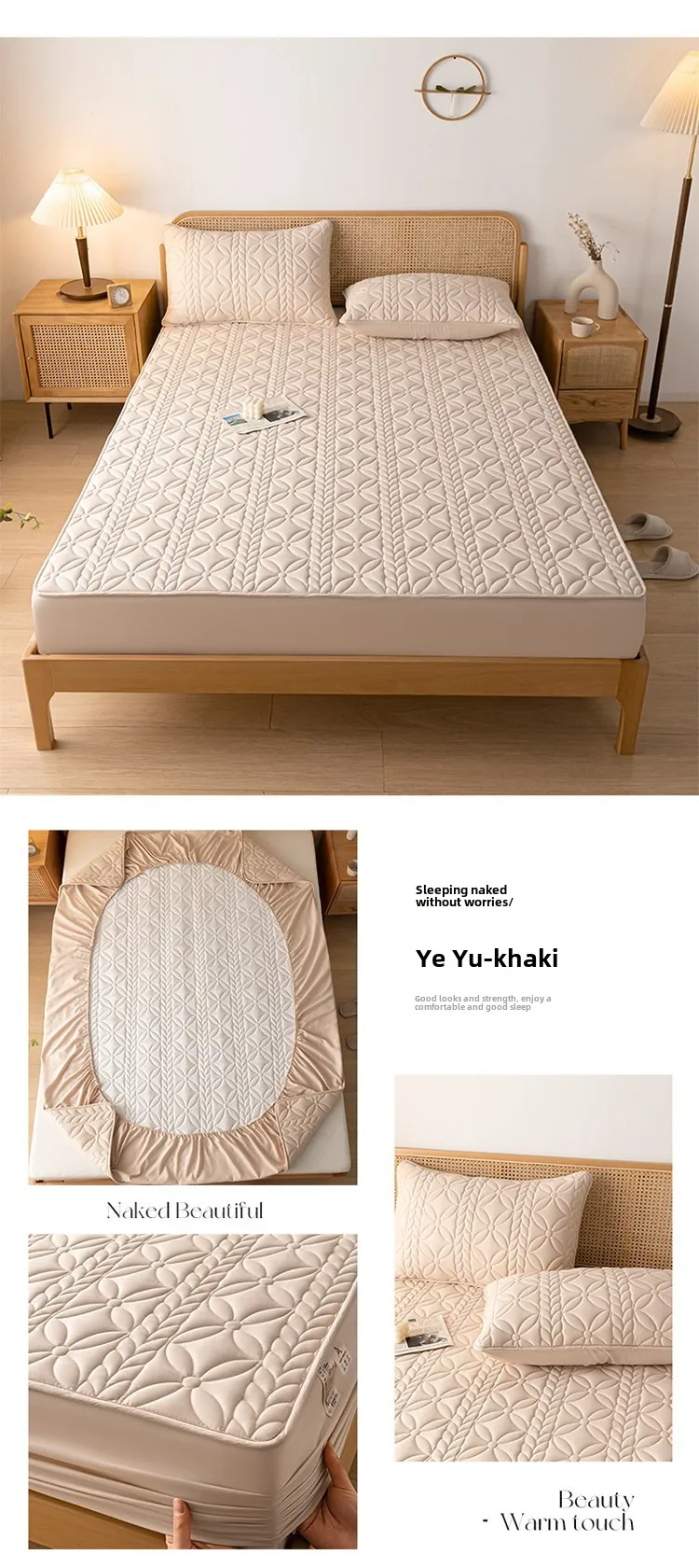 Class A Cotton Waterproof Bed Cover Single Mattress Protective Cover Summer Simmons Bedspread Diaphragm Pad Cotton Non-slip Bedspread- display picture 11