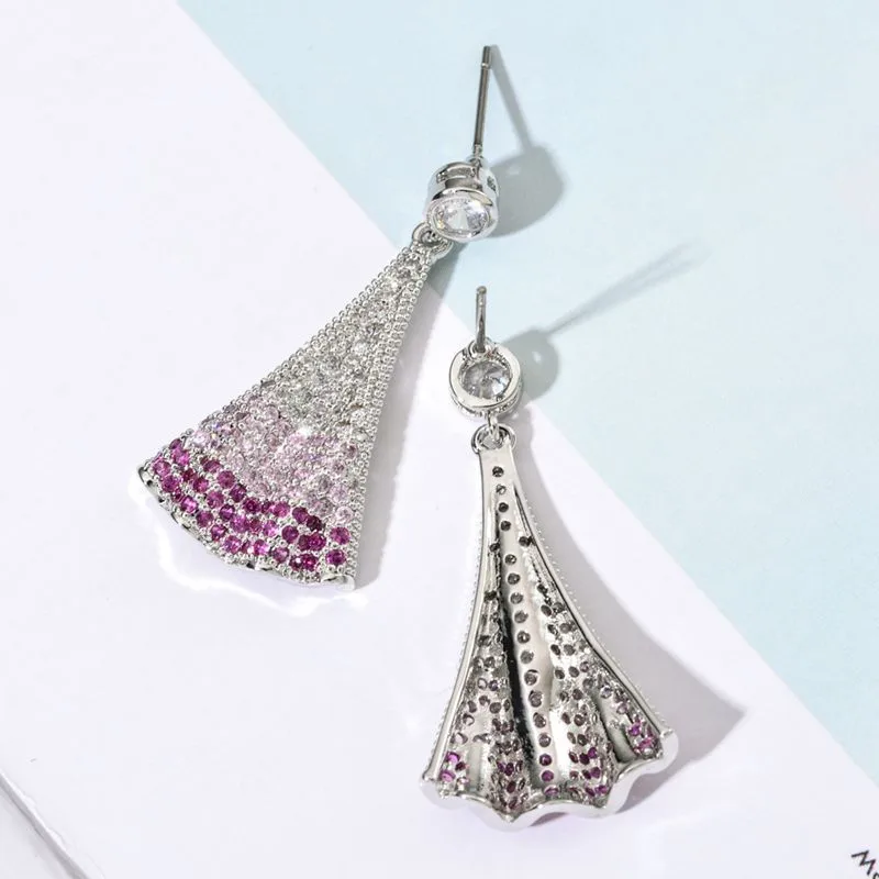 Classic Exquisite Fashionable Badminton Stud Earrings Women's Inlaid Colorful Zircon Elegant Exaggerated Long Earrings Niche Design Light Luxury Personalized Earrings display picture 3