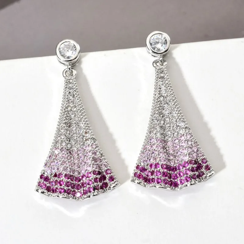 Classic Exquisite Fashionable Badminton Stud Earrings Women's Inlaid Colorful Zircon Elegant Exaggerated Long Earrings Niche Design Light Luxury Personalized Earrings display picture 1