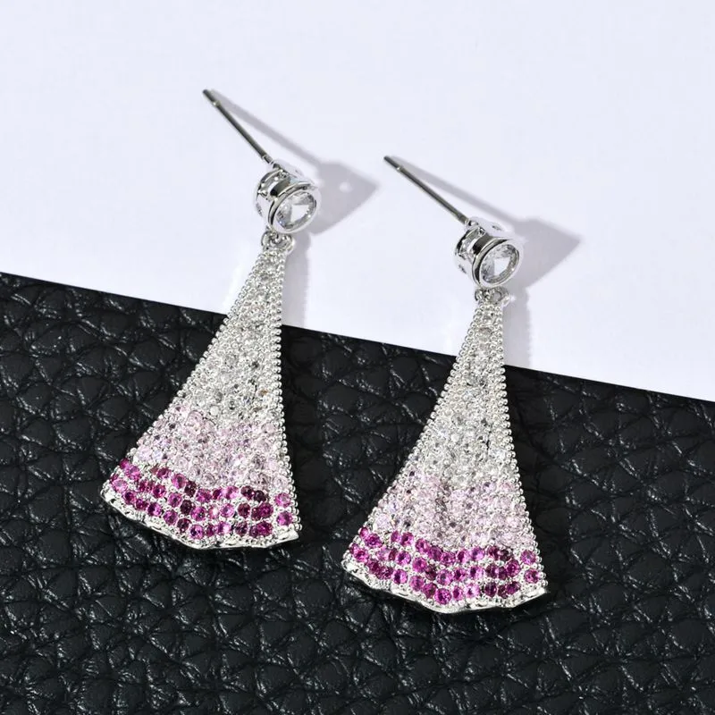 Classic Exquisite Fashionable Badminton Stud Earrings Women's Inlaid Colorful Zircon Elegant Exaggerated Long Earrings Niche Design Light Luxury Personalized Earrings display picture 2
