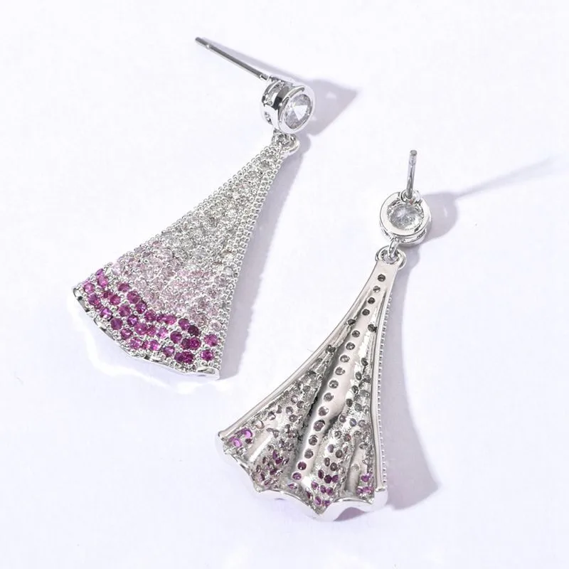 Classic Exquisite Fashionable Badminton Stud Earrings Women's Inlaid Colorful Zircon Elegant Exaggerated Long Earrings Niche Design Light Luxury Personalized Earrings display picture 5