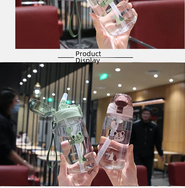 New Cartoon Bounce Lid Plastic Straw Cup With Lanyard Scale Children's Water Bottle Heat-resistant Drop-resistant No Leakage Cup display picture 7