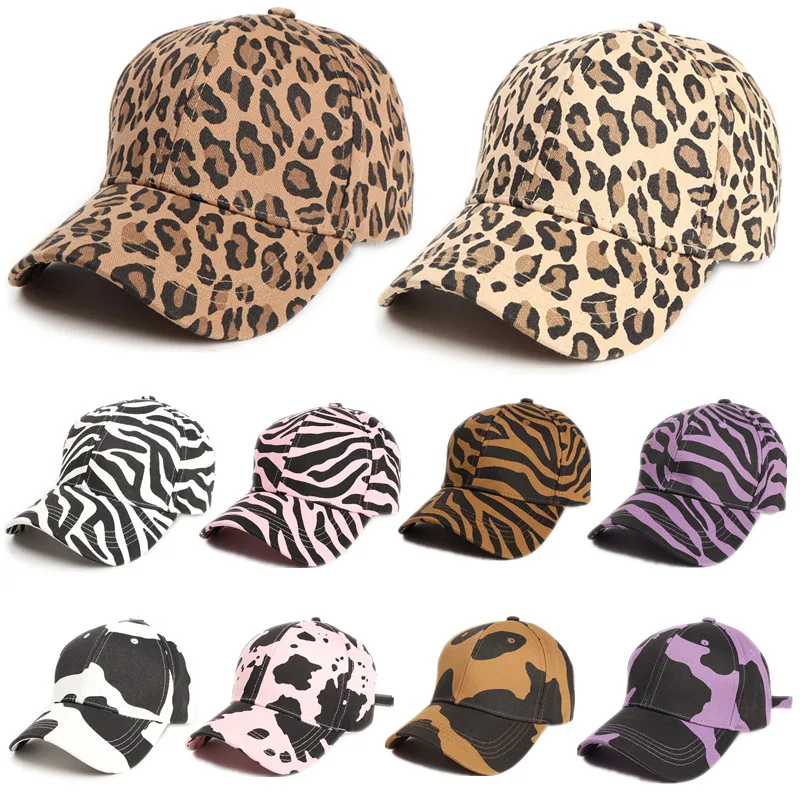 Personalized Cow Striped Baseball Cap Curved Eaves Leopard Print Baseball Cap Men's And Women's Outdoor Sunscreen Hat display picture 1