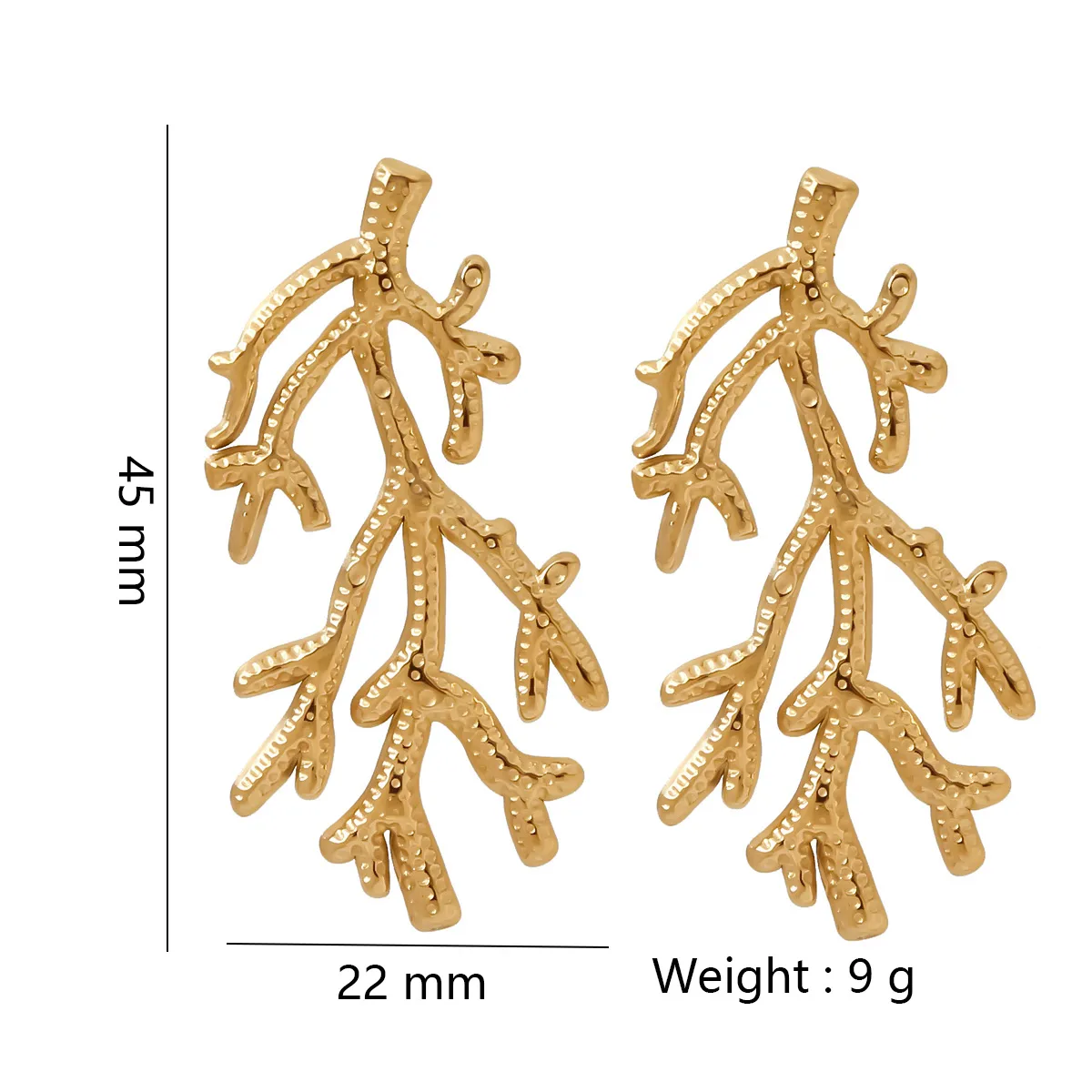 Europe And America Cross Border Hot Sale Seaweed-Shaped Fashionable All-Match Stainless Steel Earrings Female Furnace Vacuum Vapor Plating 18K Gold Earrings Earrings display picture 1