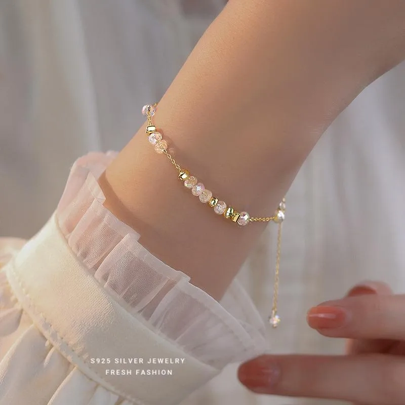 S925 Sterling Silver Irregular Colorful Ball Bracelet Female Simple And Fresh Cute Sweet Design Ins Style Bracelet display picture 1