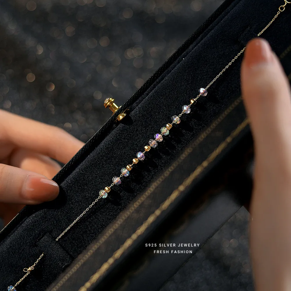 S925 Sterling Silver Irregular Colorful Ball Bracelet Female Simple And Fresh Cute Sweet Design Ins Style Bracelet display picture 3