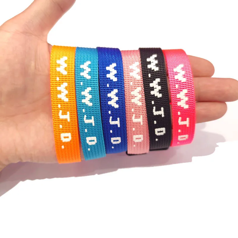 W.W.J.D. Letter Jacquard Printed Wrist Strap Bracelet Ribbon Unisex WWJD Bracelet Adjustable Bracelet display picture 1