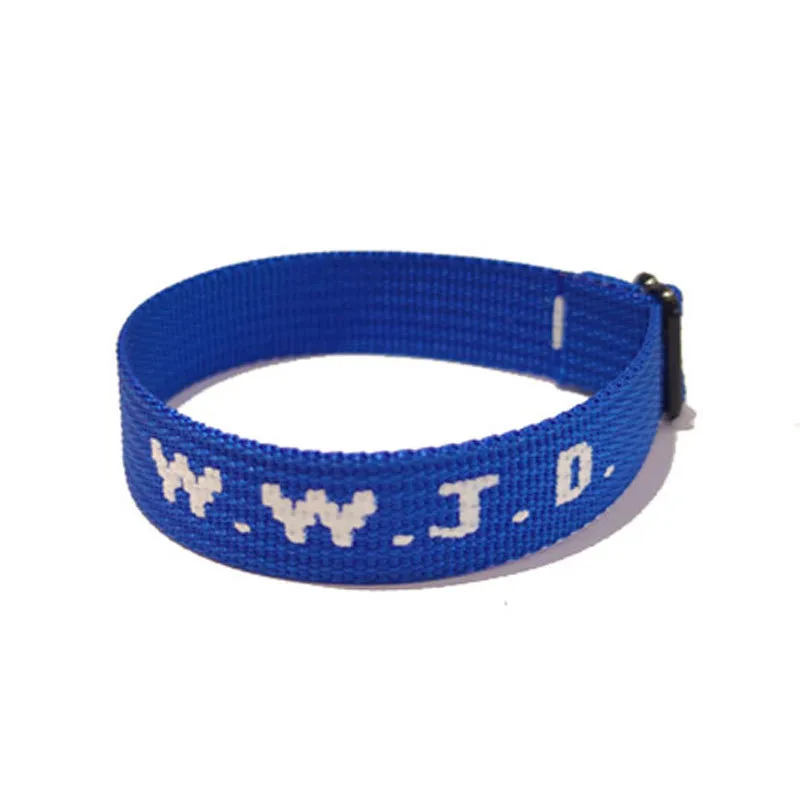 W.W.J.D. Letter Jacquard Printed Wrist Strap Bracelet Ribbon Unisex WWJD Bracelet Adjustable Bracelet display picture 4