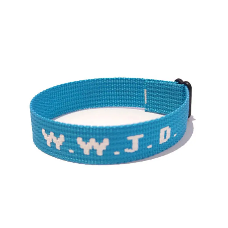 W.W.J.D. Letter Jacquard Printed Wrist Strap Bracelet Ribbon Unisex WWJD Bracelet Adjustable Bracelet display picture 5