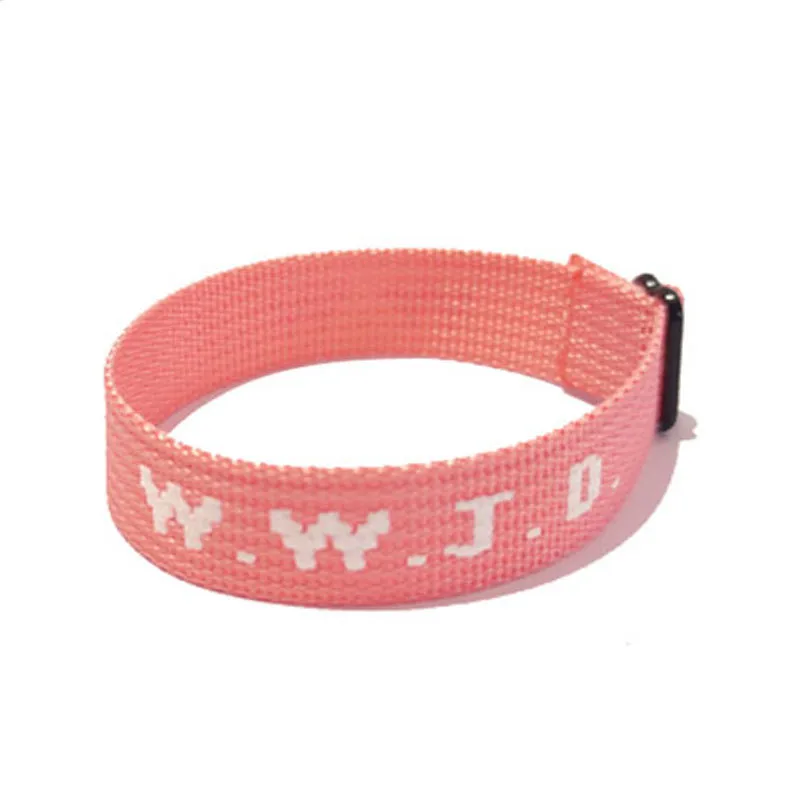 W.W.J.D. Letter Jacquard Printed Wrist Strap Bracelet Ribbon Unisex WWJD Bracelet Adjustable Bracelet display picture 6