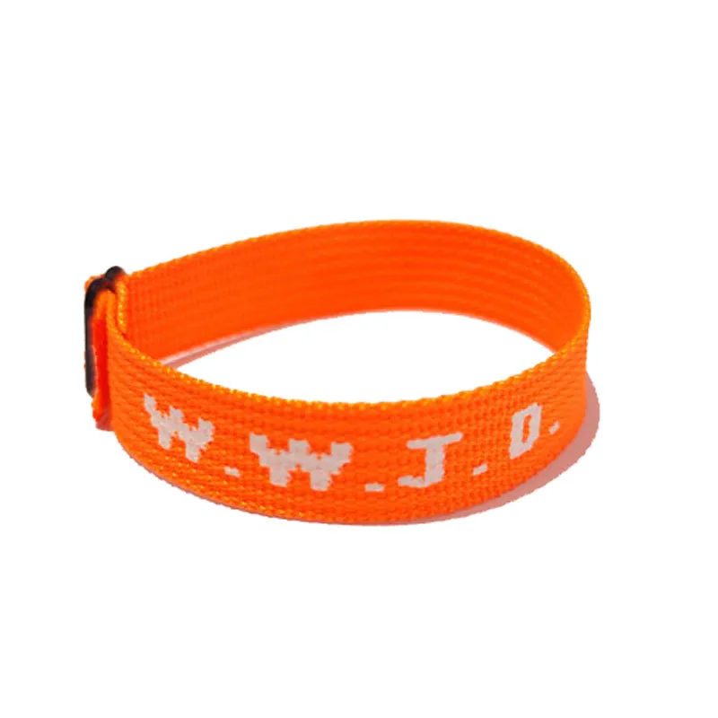 W.W.J.D. Letter Jacquard Printed Wrist Strap Bracelet Ribbon Unisex WWJD Bracelet Adjustable Bracelet display picture 7