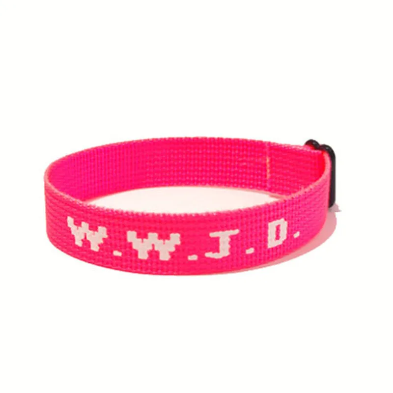 W.W.J.D. Letter Jacquard Printed Wrist Strap Bracelet Ribbon Unisex WWJD Bracelet Adjustable Bracelet display picture 8