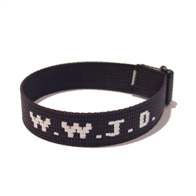 W.W.J.D. Letter Jacquard Printed Wrist Strap Bracelet Ribbon Unisex WWJD Bracelet Adjustable Bracelet display picture 9