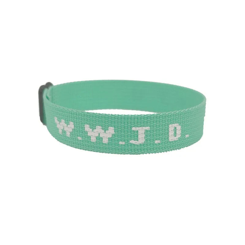 W.W.J.D. Letter Jacquard Printed Wrist Strap Bracelet Ribbon Unisex WWJD Bracelet Adjustable Bracelet display picture 10