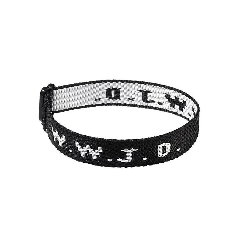 W.W.J.D. Letter Jacquard Printed Wrist Strap Bracelet Ribbon Unisex WWJD Bracelet Adjustable Bracelet display picture 14