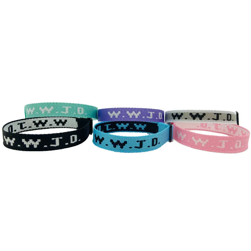 W.W.J.D. Letter Jacquard Printed Wrist Strap Bracelet Ribbon Unisex WWJD Bracelet Adjustable Bracelet display picture 17